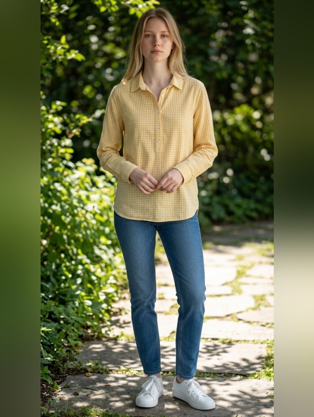 J. Crew Yellow Gingham Long-Sleeve Button Shirt